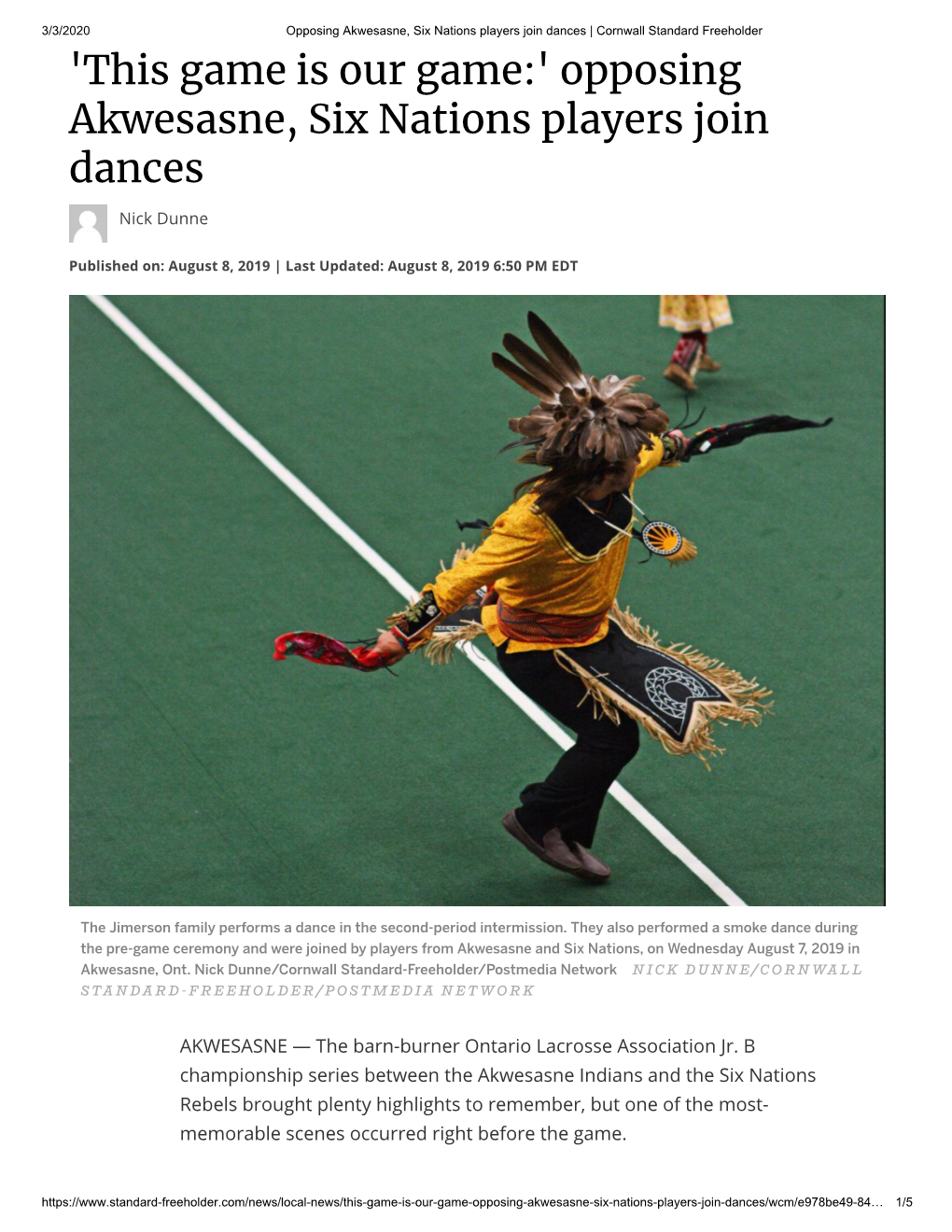 'This Game Is Our Game:' Opposing Akwesasne, Six Nations Players Join Dances