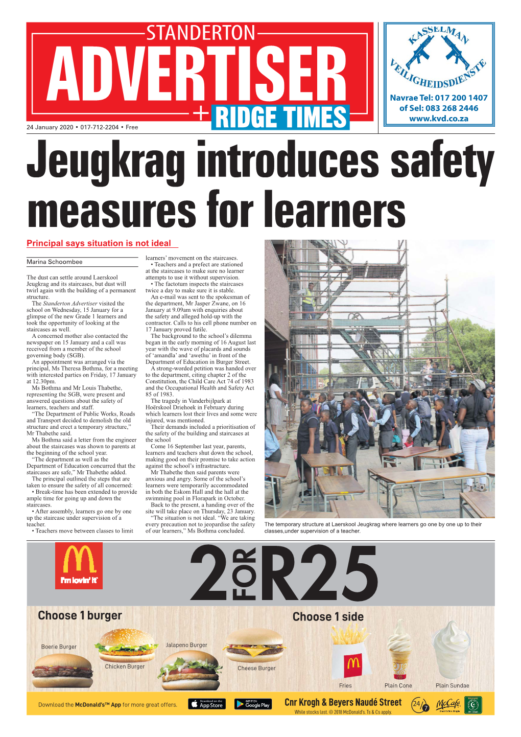 Jeugkrag Introduces Safety Measures for Learners Principal Says Situation Is Not Ideal