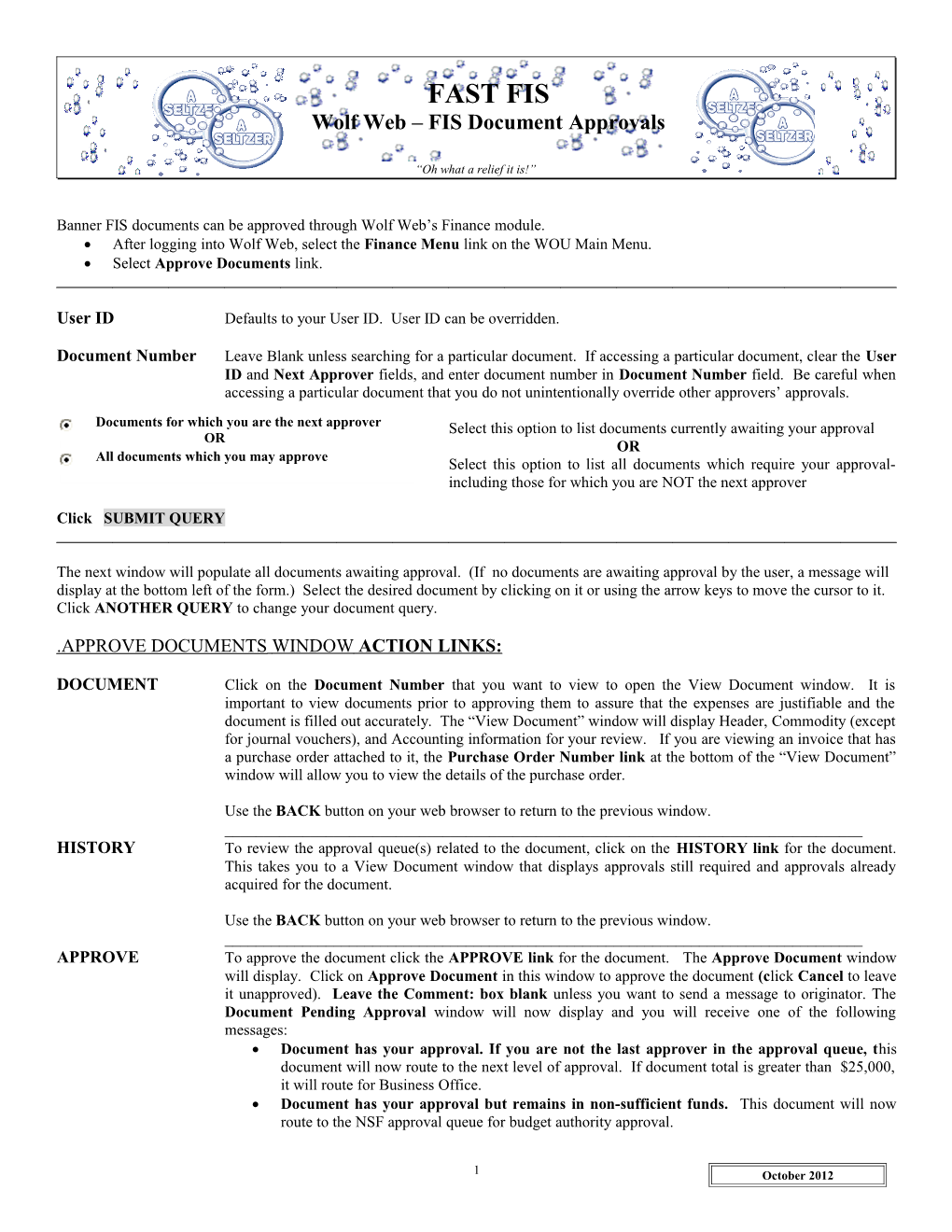 Wolf Web FIS Document Approvals