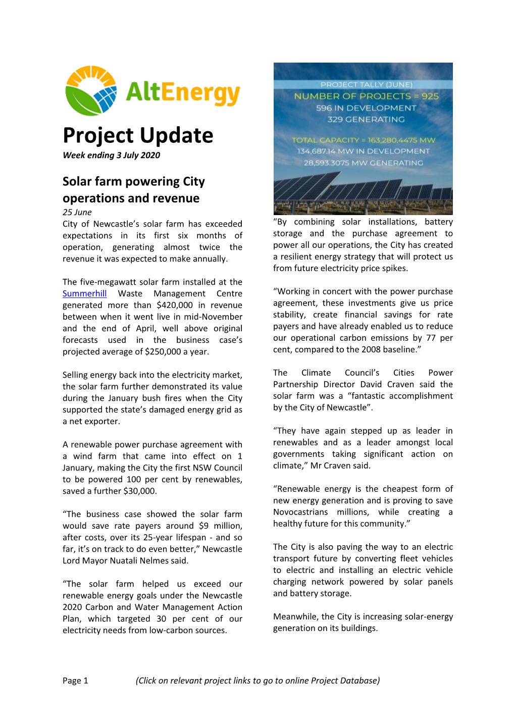 Kidston Hydro Project Update Interconnection to Better Share Existing and 1 July New Generation