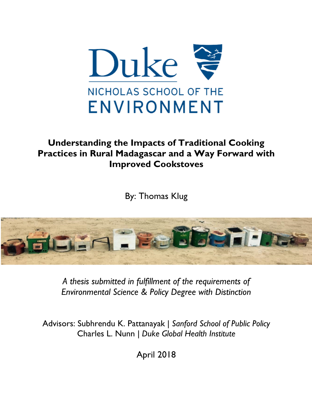 Understanding the Impacts of Traditional Cooking Practices in Rural Madagascar and a Way Forward with Improved Cookstoves