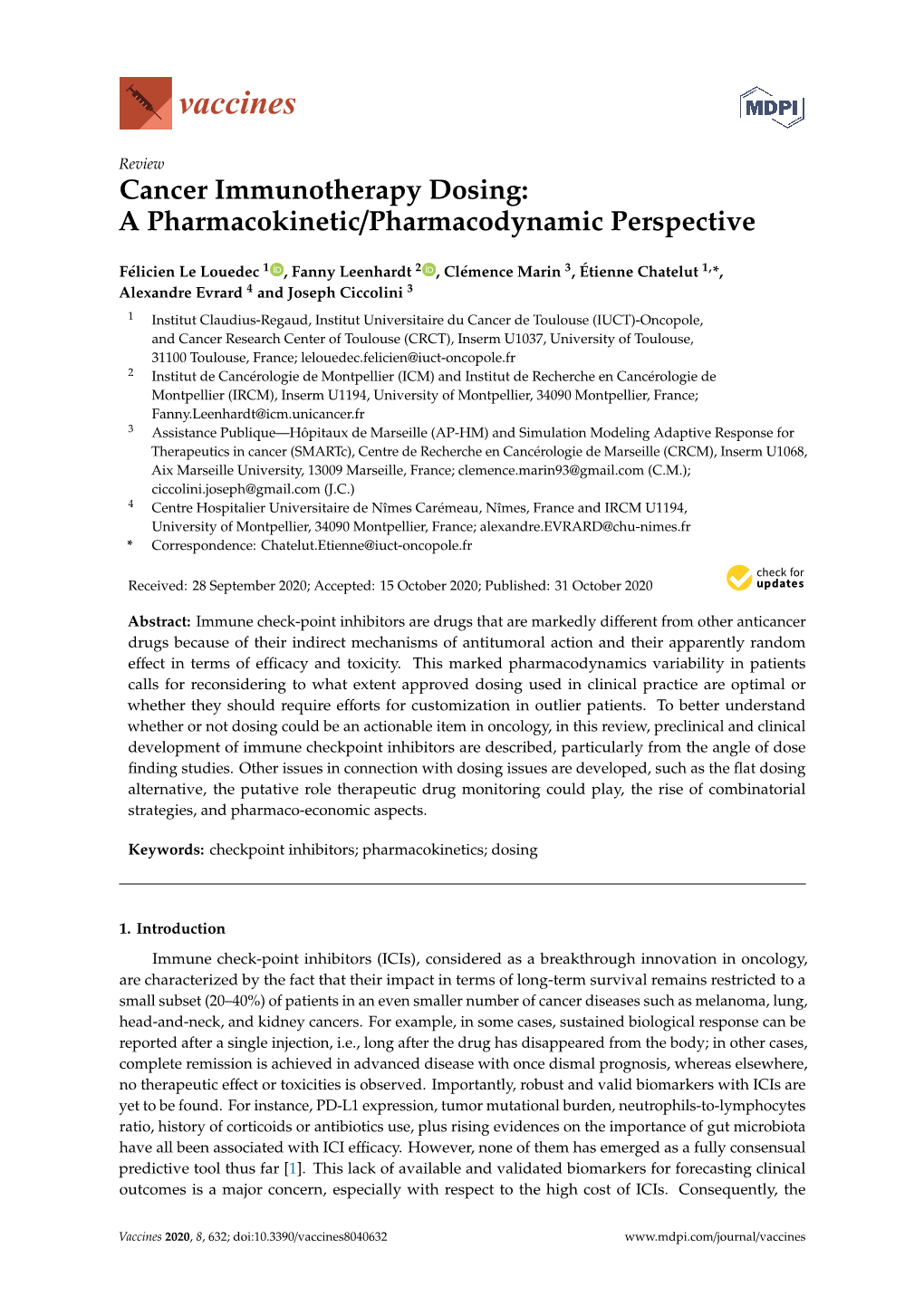 Cancer Immunotherapy Dosing: a Pharmacokinetic/Pharmacodynamic Perspective