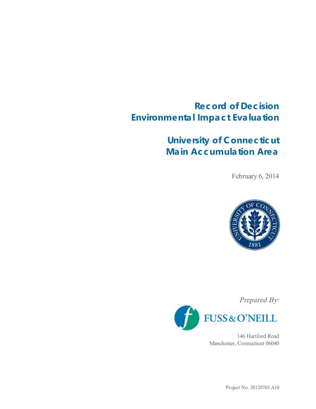 Record of Decision Environmental Impact Evaluation University Of