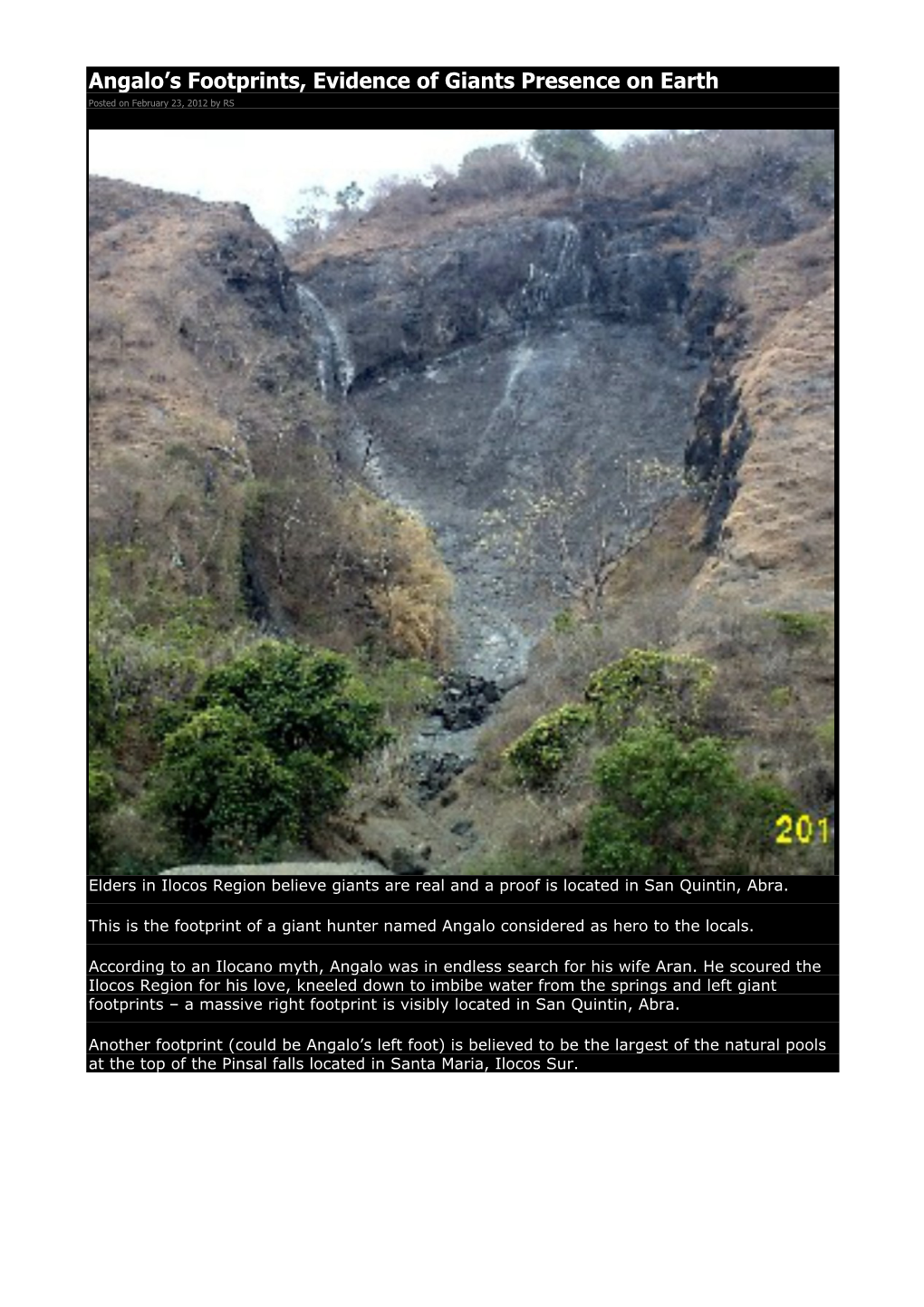 Angalo's Footprints, Evidence of Giants Presence on Earth