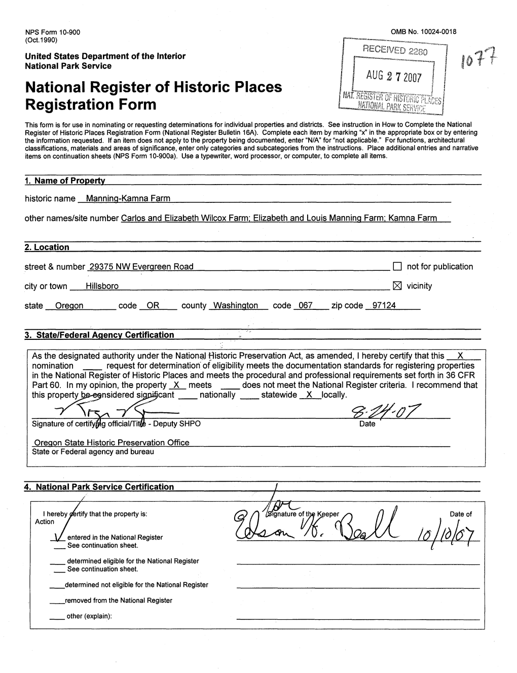 National Register of Historic Places Continuation Sheet