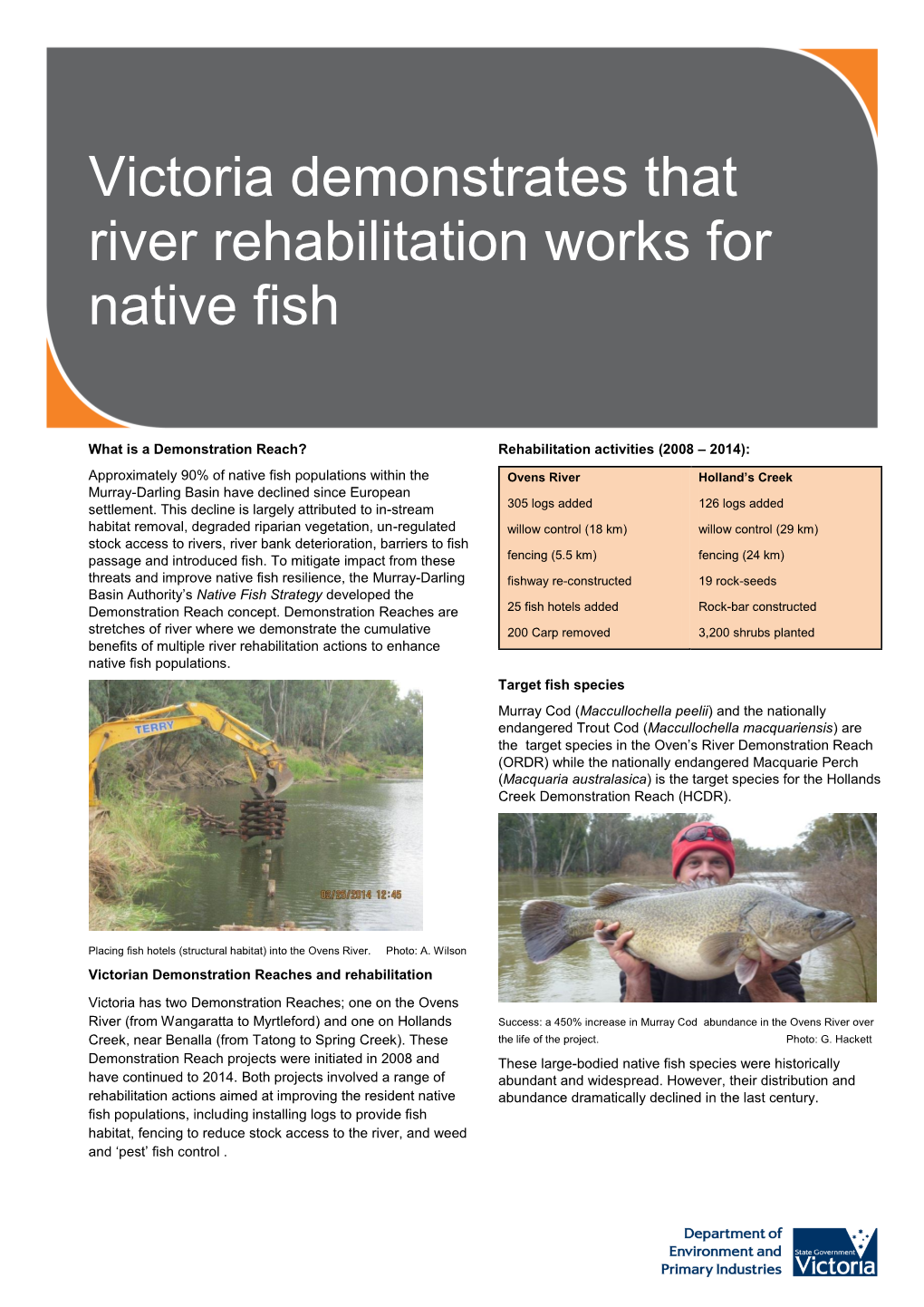 Victoria Demonstrates That River Rehabilitation Works for Native Fish