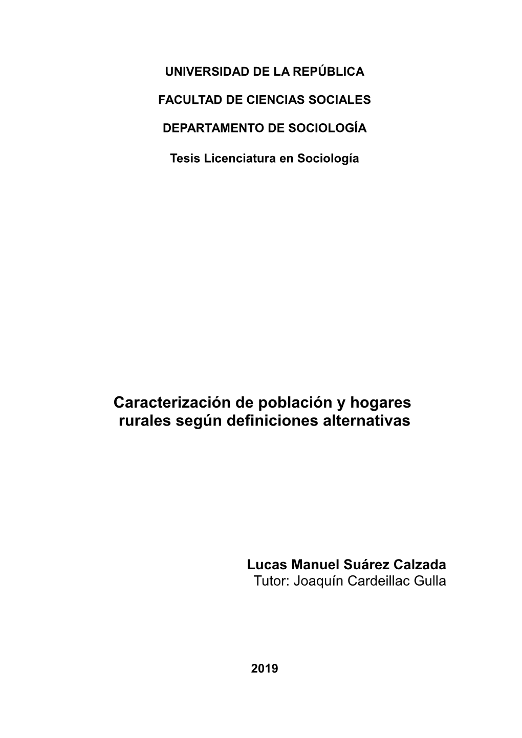 Caracterización De Población Y Hogares Rurales Según Definiciones Alternativas