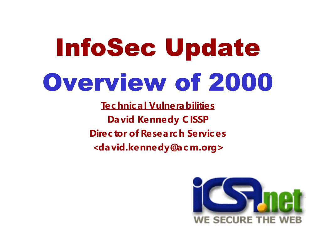 Information Security Year in Review --Technical Vulnerabilities