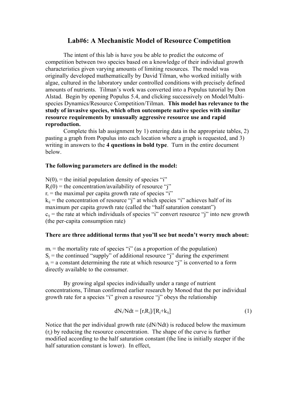 A Mechanistic Model of Resource Competition