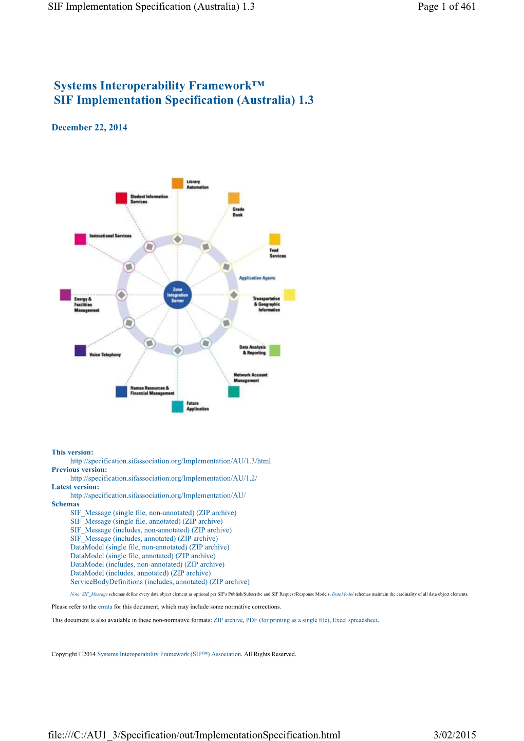 Systems Interoperability Framework SIF Implementation Specification