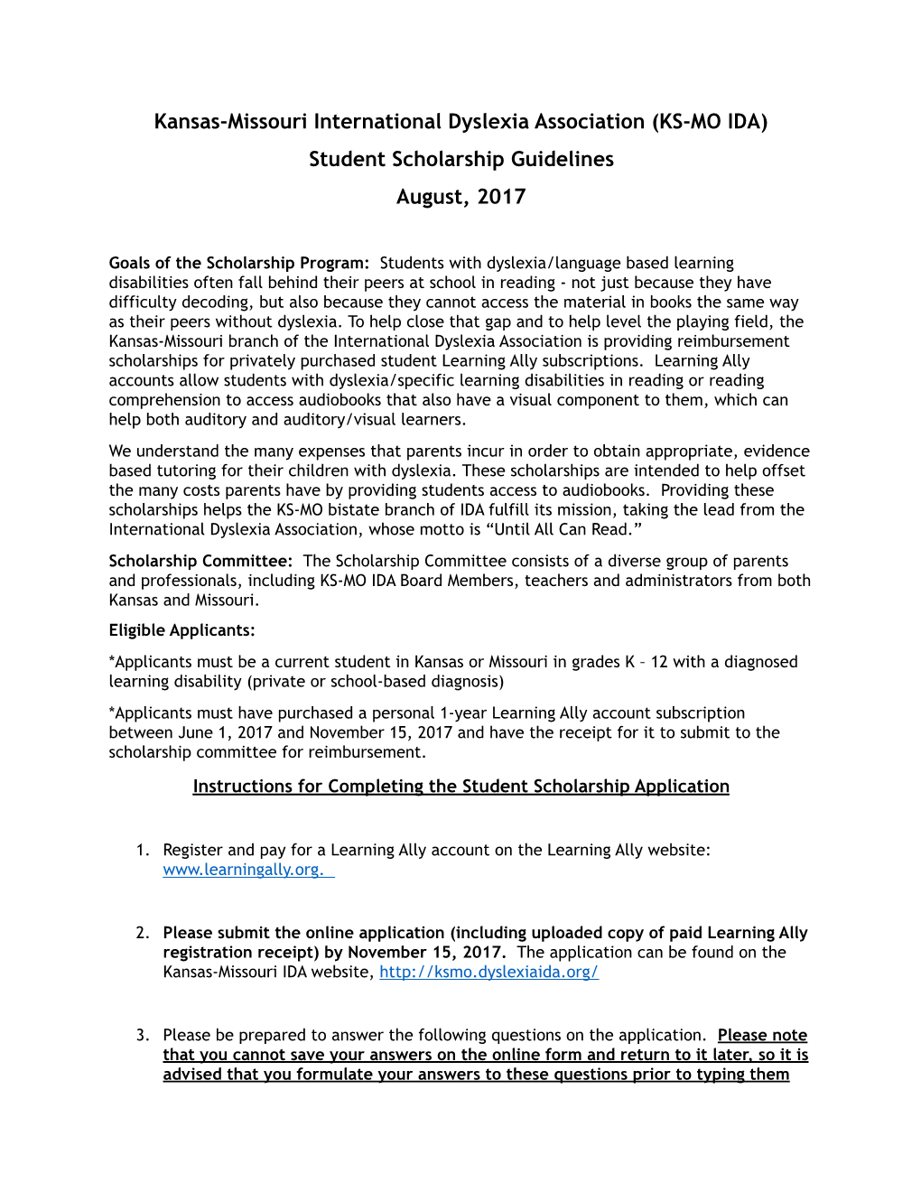 Student Learning Ally Scholarship Guidelines(1)