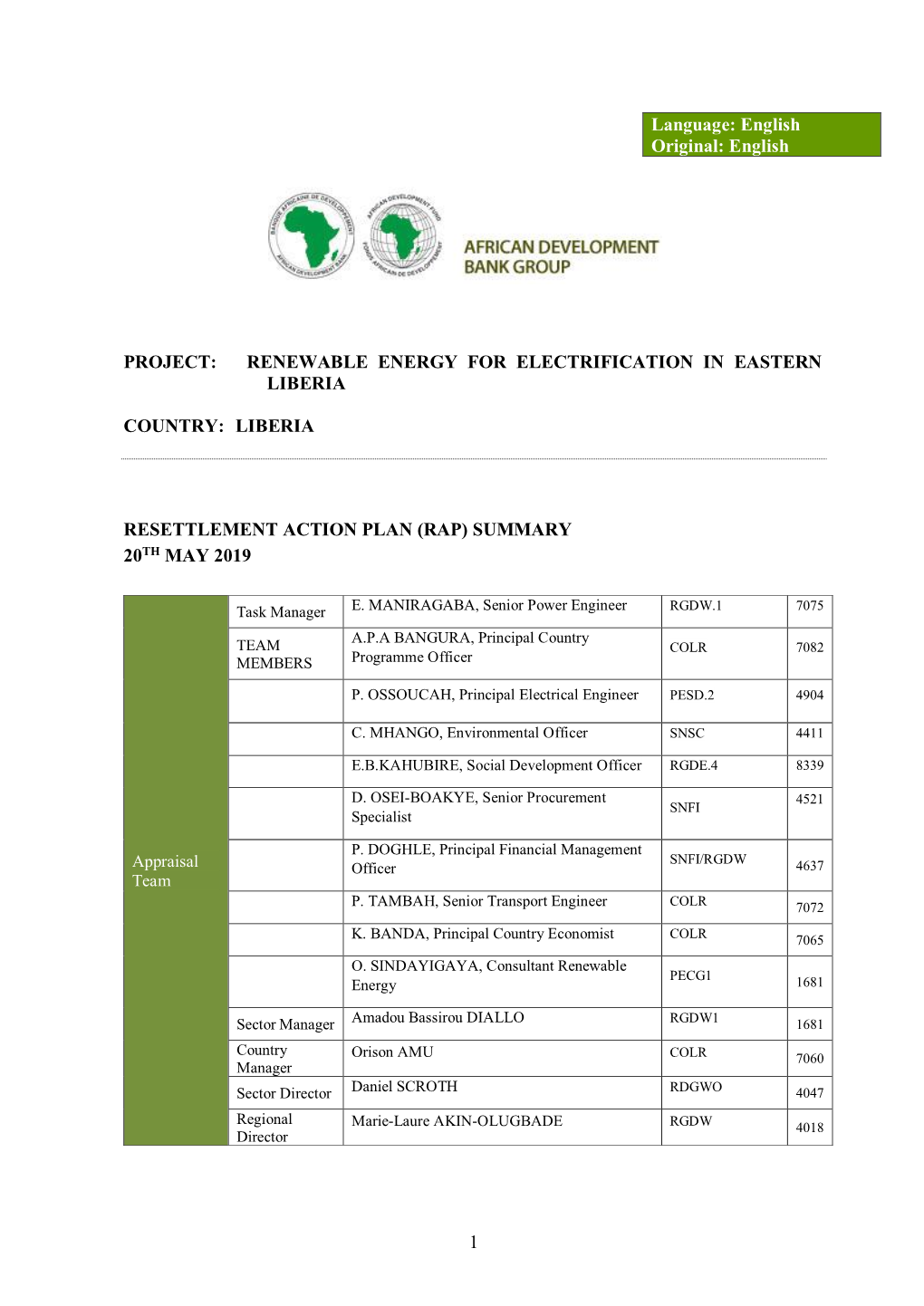 Renewable Energy for Electrification in Eastern Liberia Country