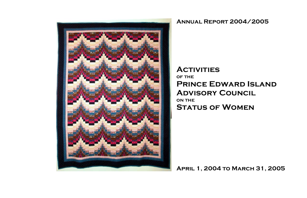 Activities Prince Edward Island Advisory Council Status of Women