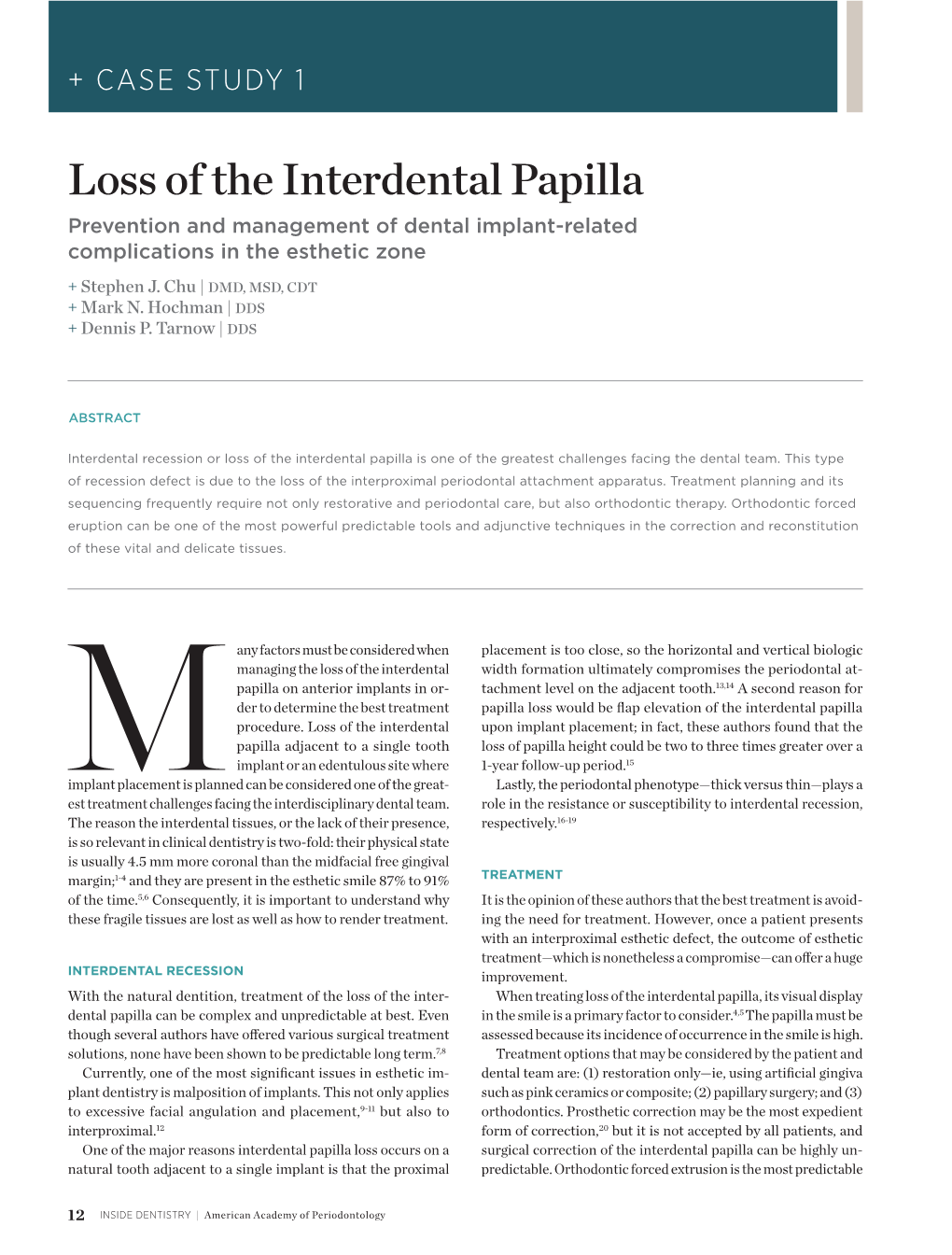 Loss of the Interdental Papilla Prevention and Management of Dental Implant-Related Complications in the Esthetic Zone