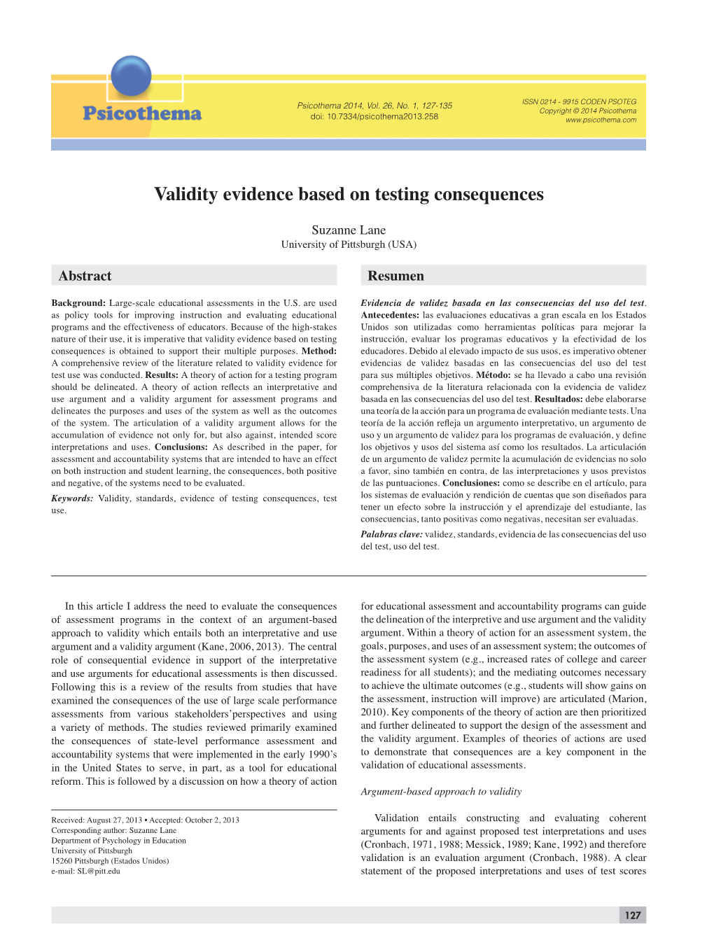 Validity Evidence Based on Testing Consequences