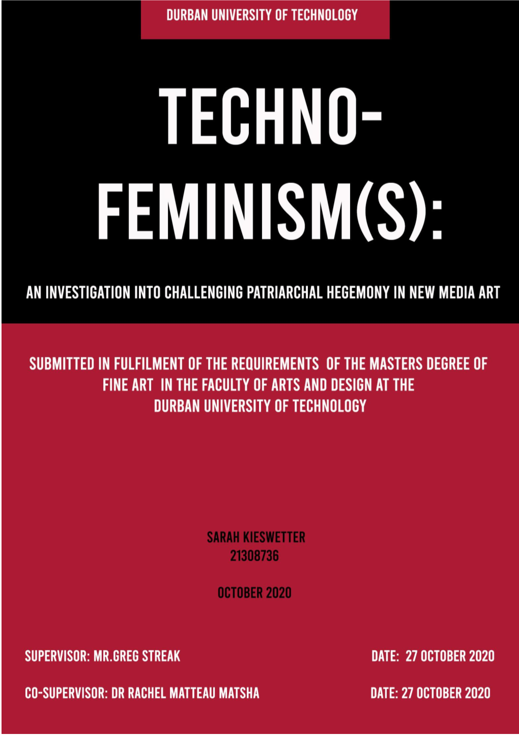 Techno-Feminism MFA Dissertation Sarah