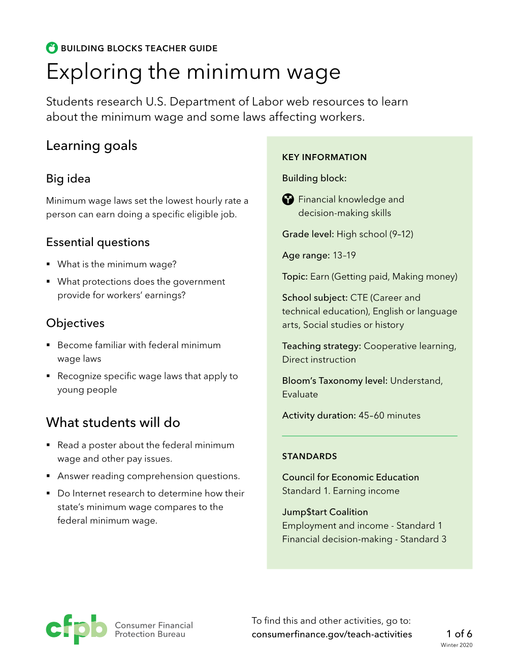 Exploring the Minimum Wage Students Research U.S