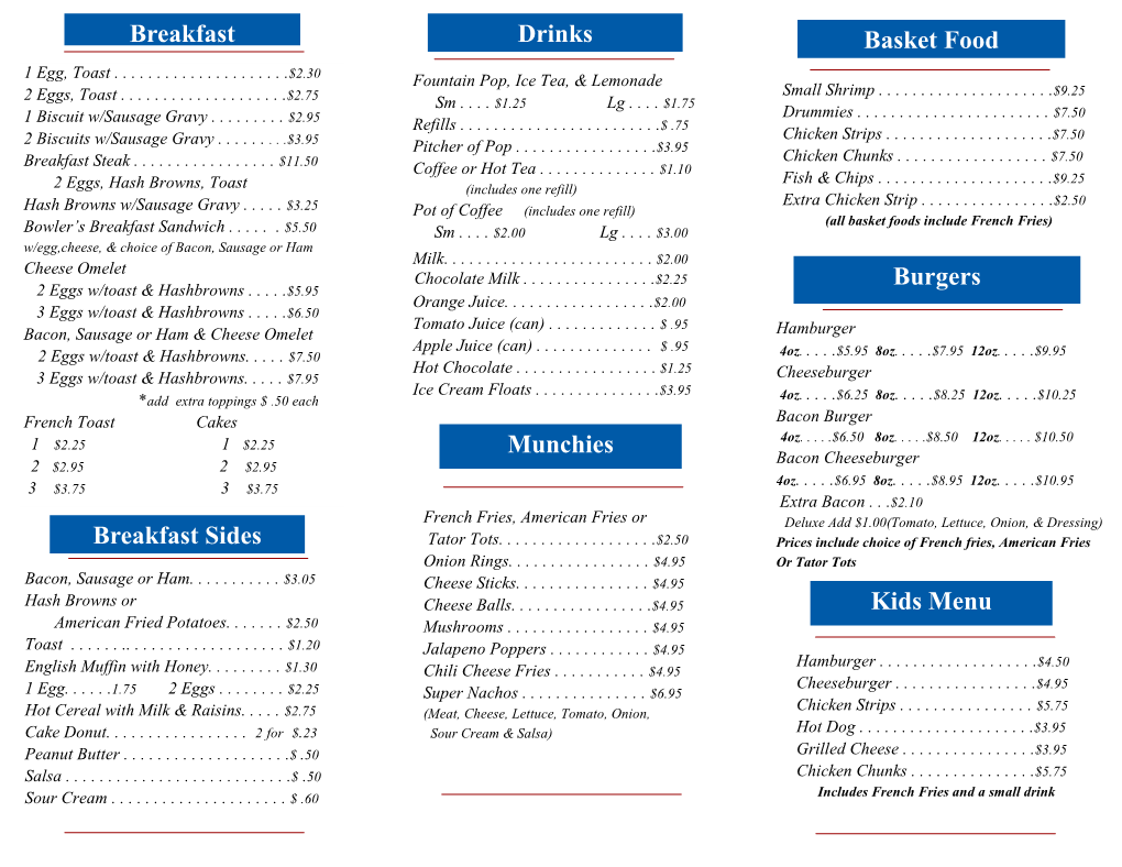 Breakfast Drinks Basket Food Burgers Munchies Breakfast Sides Kids Menu