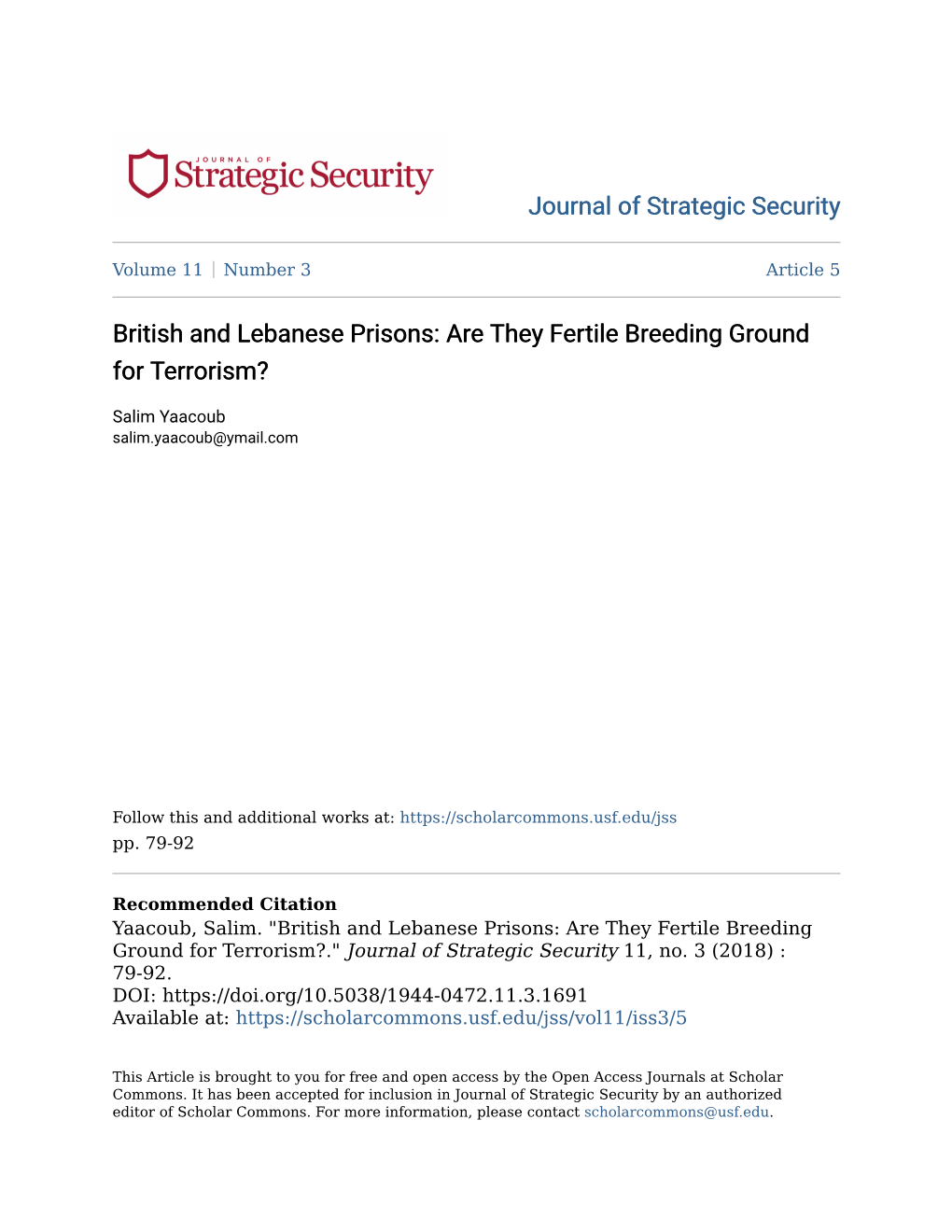 British and Lebanese Prisons: Are They Fertile Breeding Ground for Terrorism?