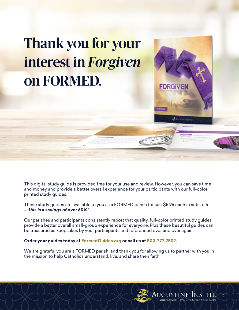 Thank You for Your Interest in Forgiven on FORMED