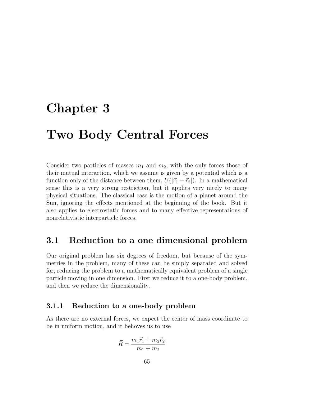 Chapter 3 Two Body Central Forces