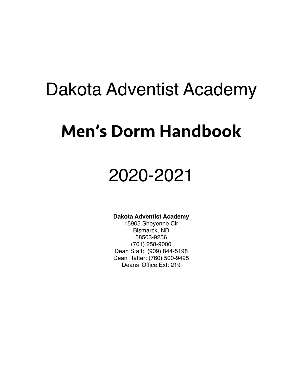 Boys Dorm Handbook 2020-2021