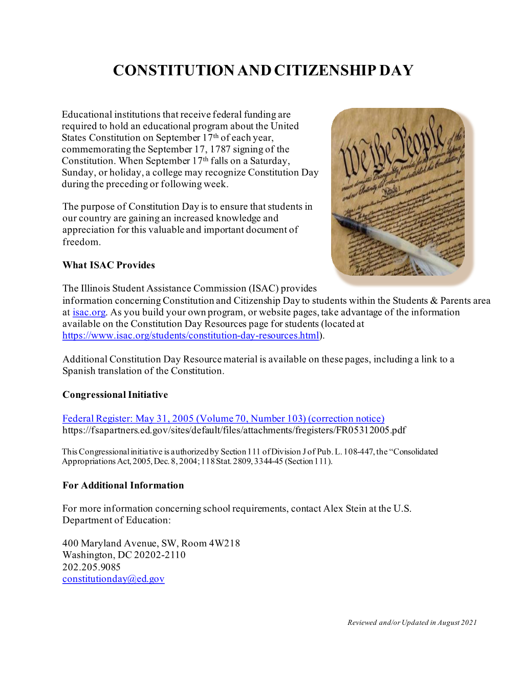 Constitution and Citizenship Day Document