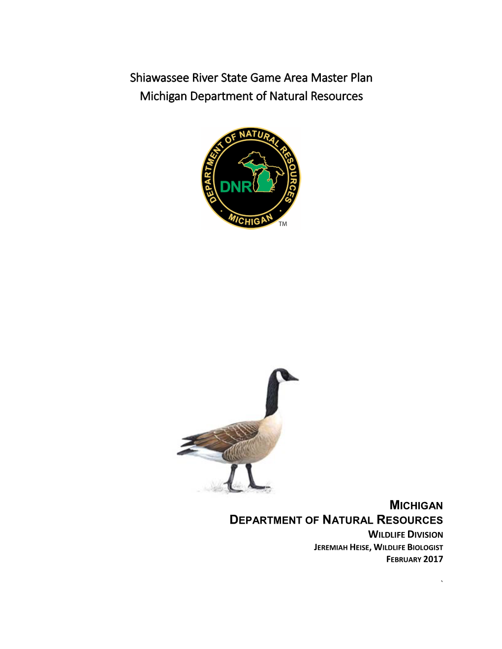 Shiawassee River State Game Area Master Plan Michigan Department of Natural Resources