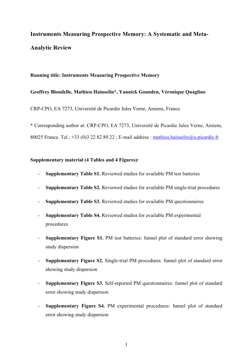 Instruments Measuring Prospective Memory: a Systematic and Meta