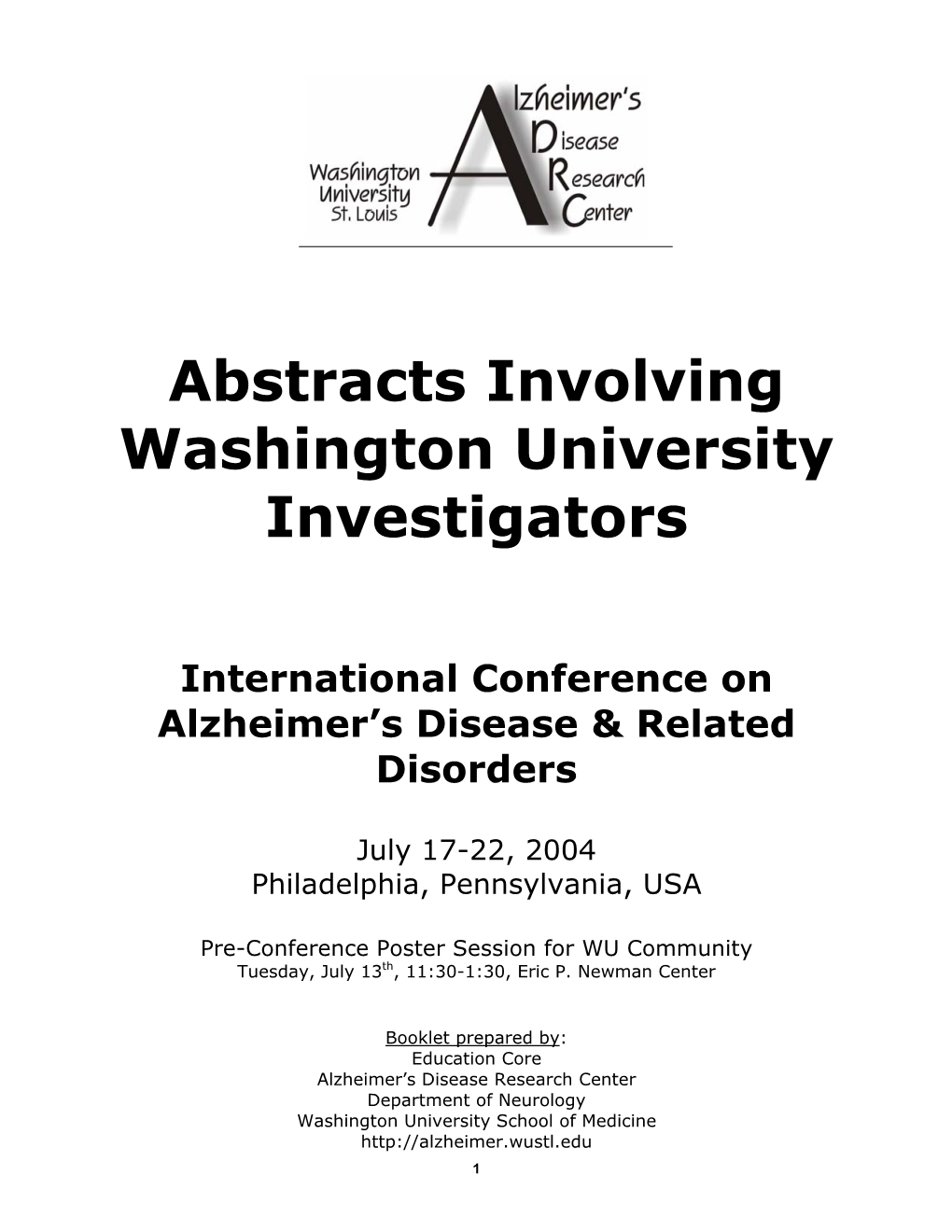 Abstracts Involving Washington University Investigators