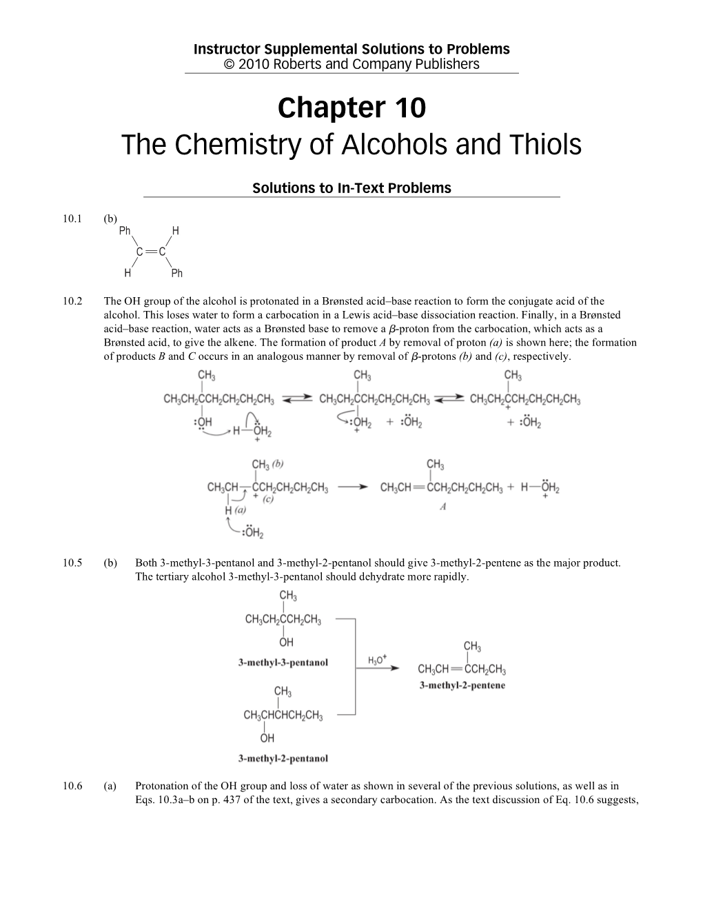 Chapter 10 the Chemistry of Alcohols and Thiols