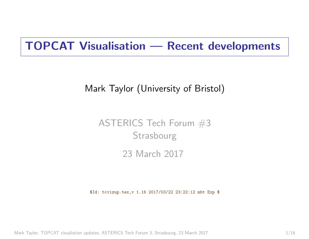 TOPCAT Visualisation — Recent Developments