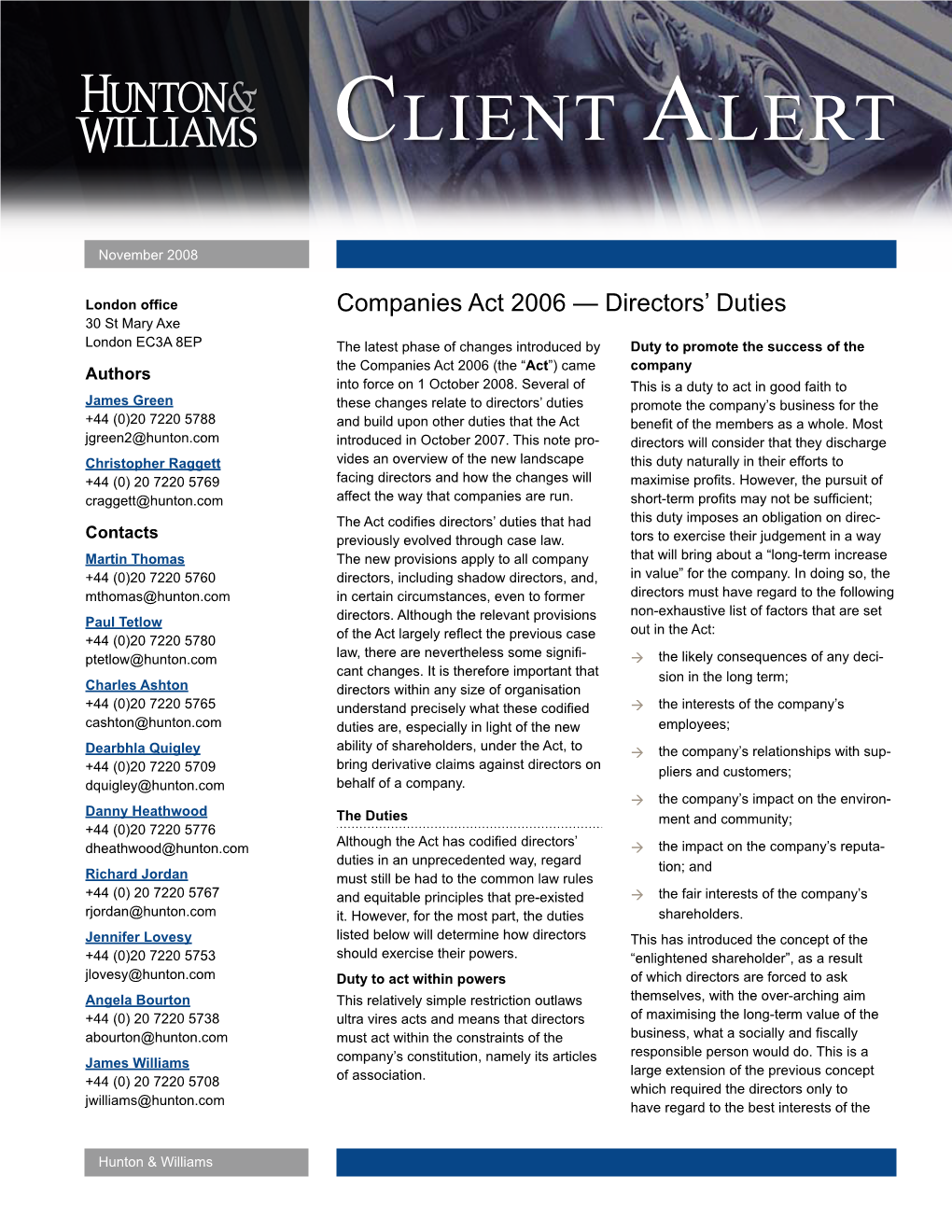 Companies Act 2006 — Directors' Duties