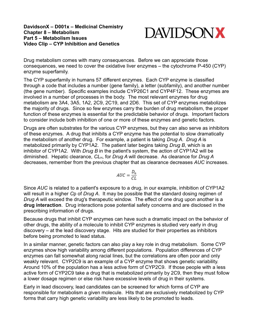 CYP Inhibition and Genetics