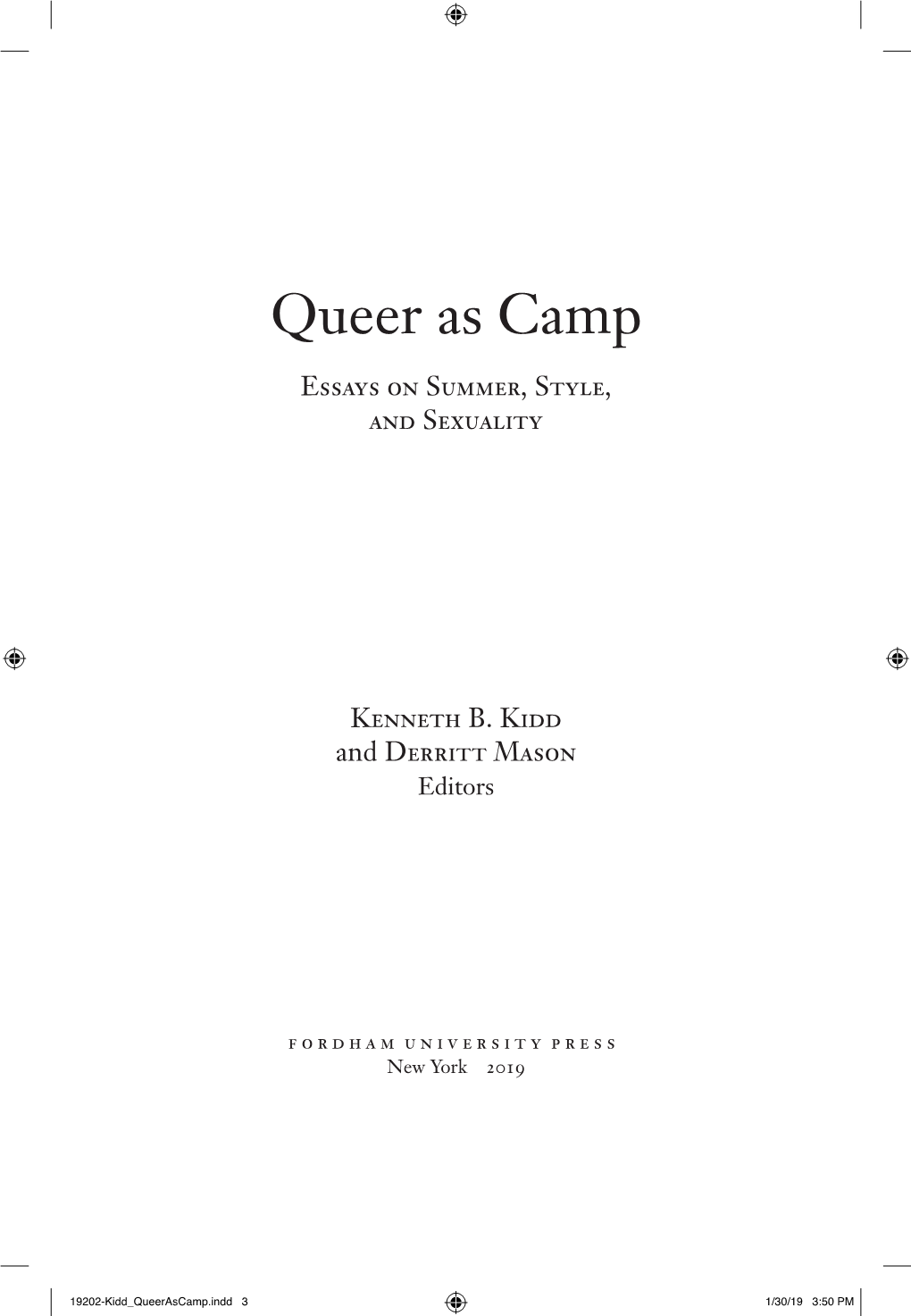 Queer As Camp Essays on Summer, Style, and Sexuality