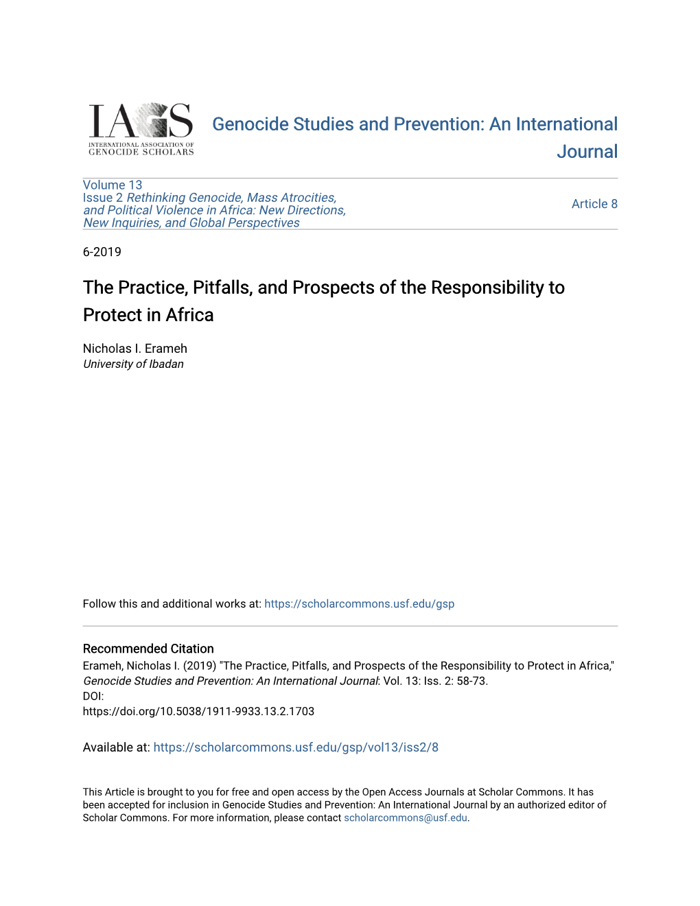 The Practice, Pitfalls, and Prospects of the Responsibility to Protect in Africa