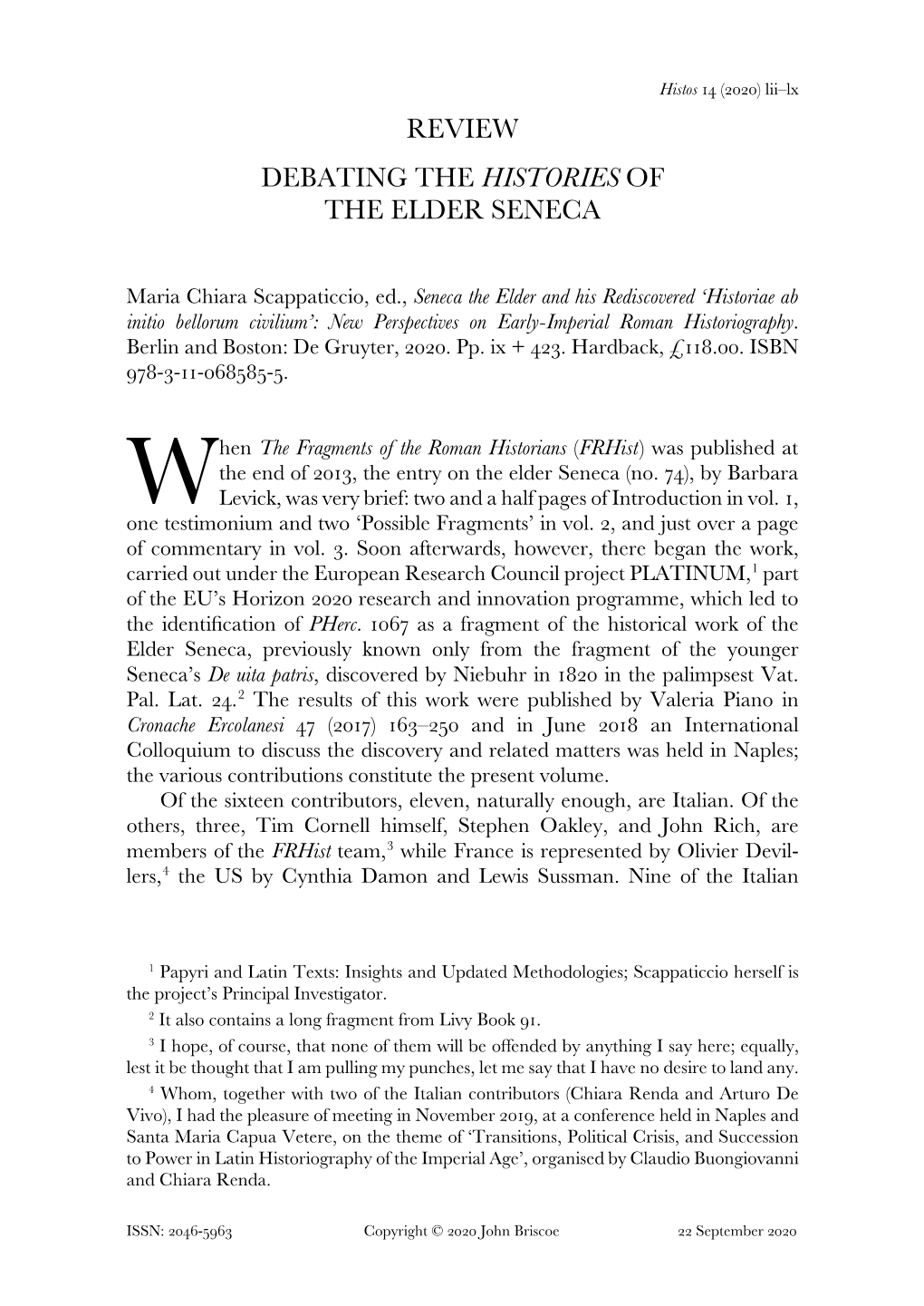 Debating the Histories of the Elder Seneca