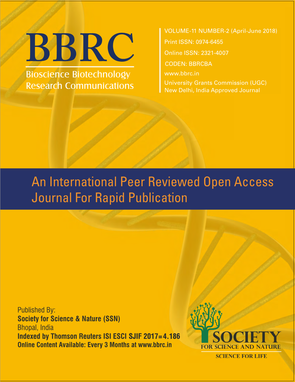 An International Peer Reviewed Open Access Journal for Rapid Publication Registered with the Registrar of Newspapers for India Under Reg