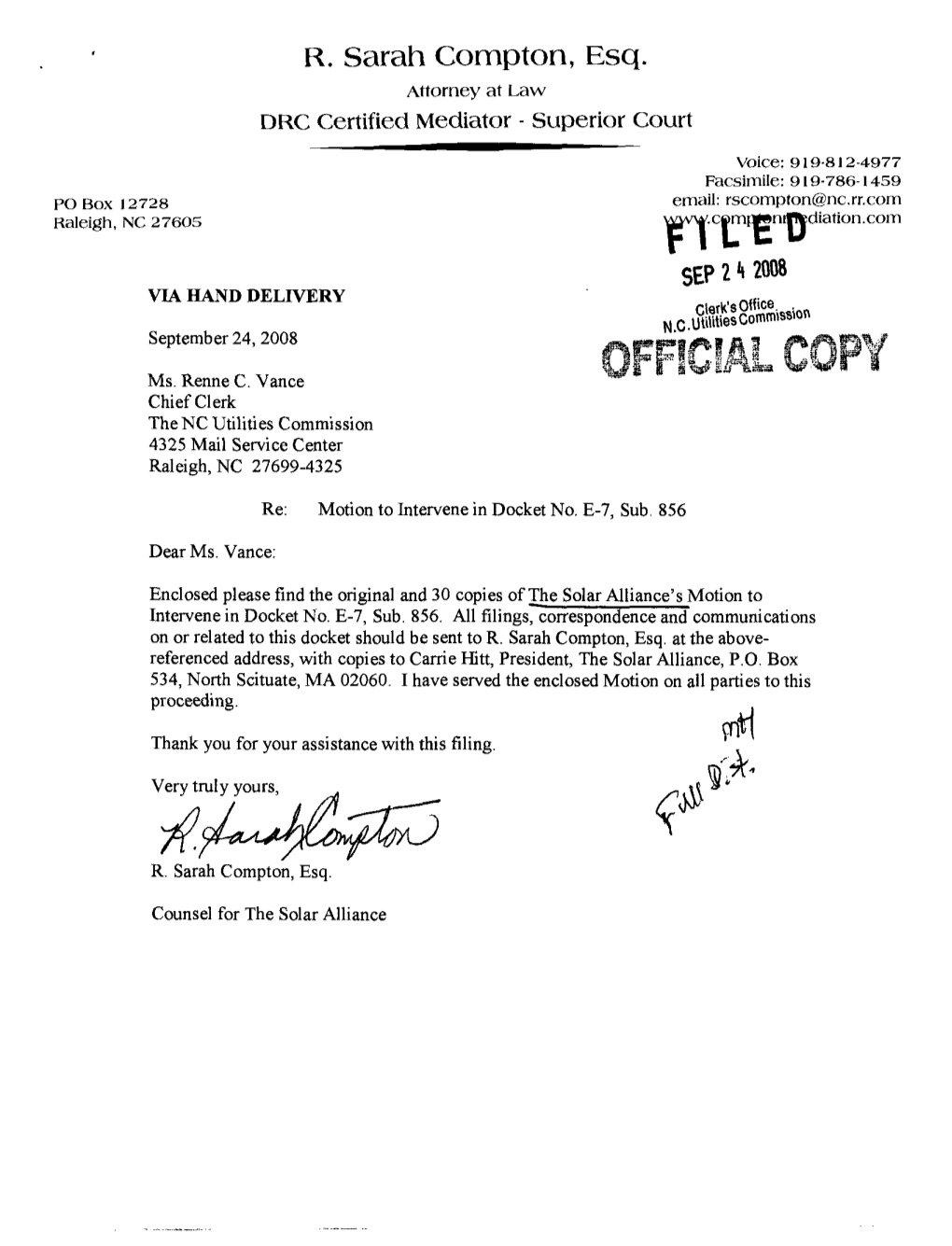 The Solar Alliance's Motion to Intervene in Docket No