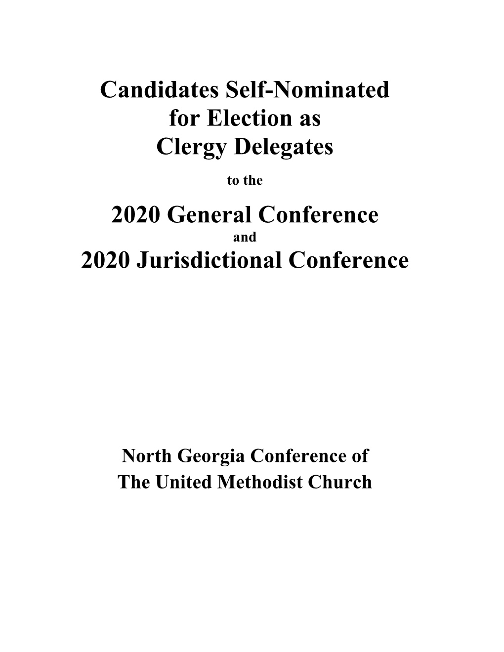 Candidates Self-Nominated for Election As Clergy Delegates 2020