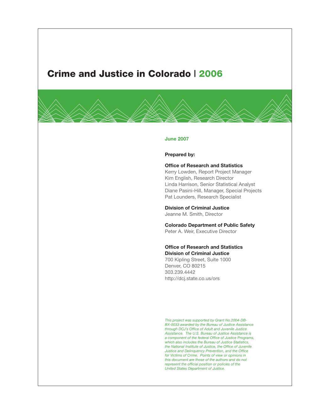 Crime and Justice in Colorado | 2006
