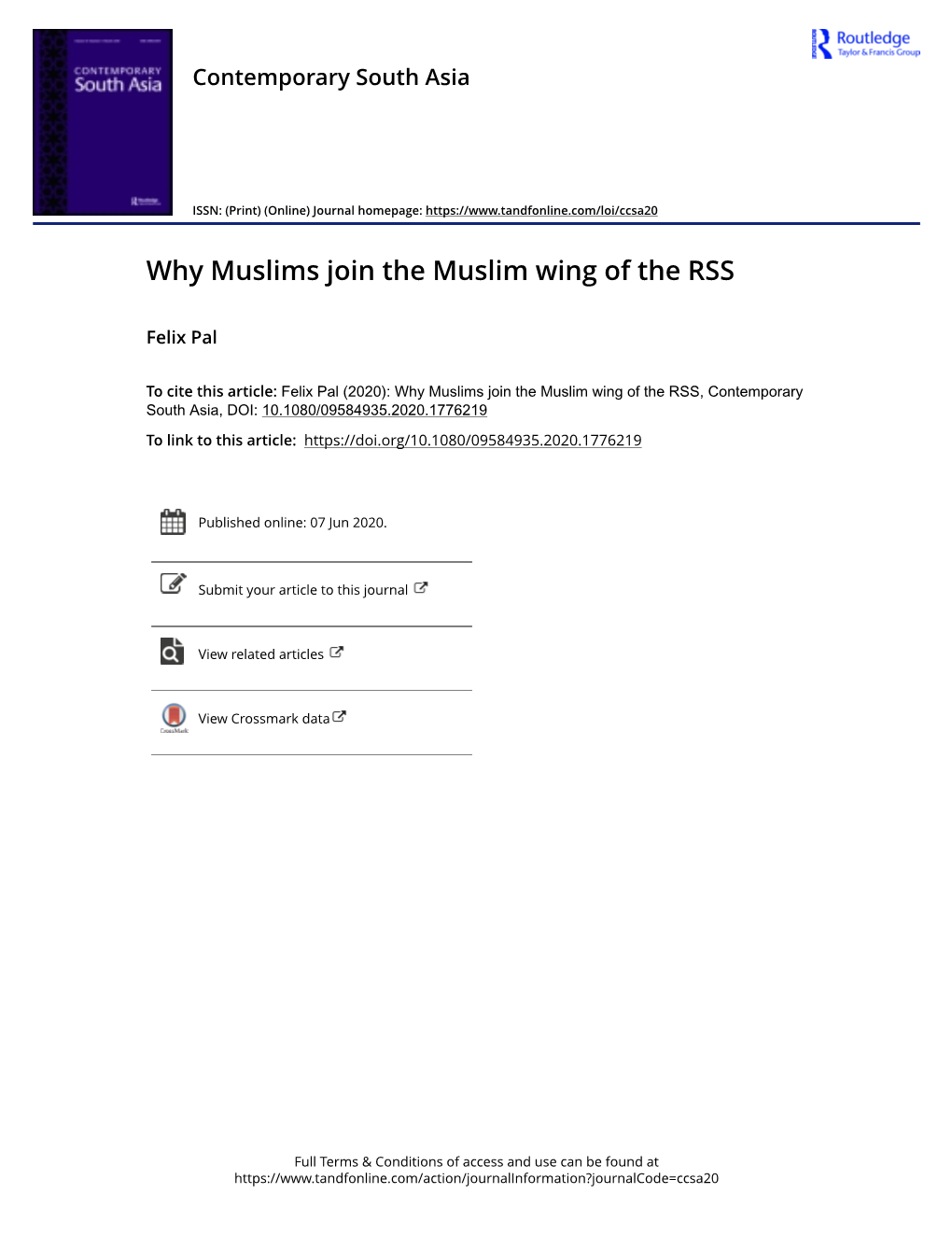 Why Muslims Join the Muslim Wing of the RSS