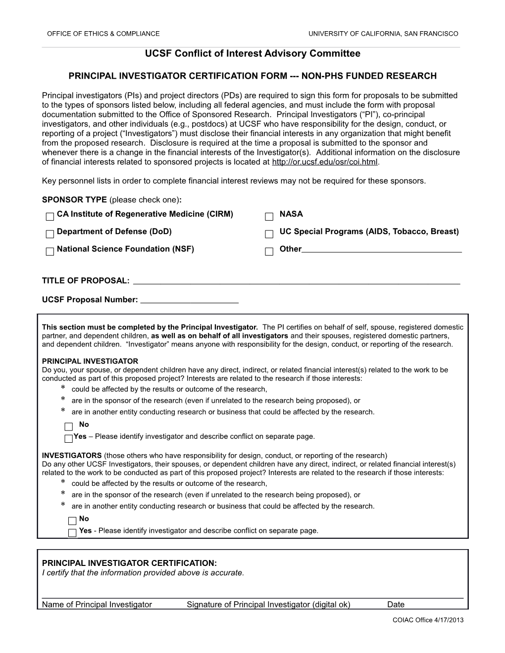 Sponsored Project Approval Form (Spaf)