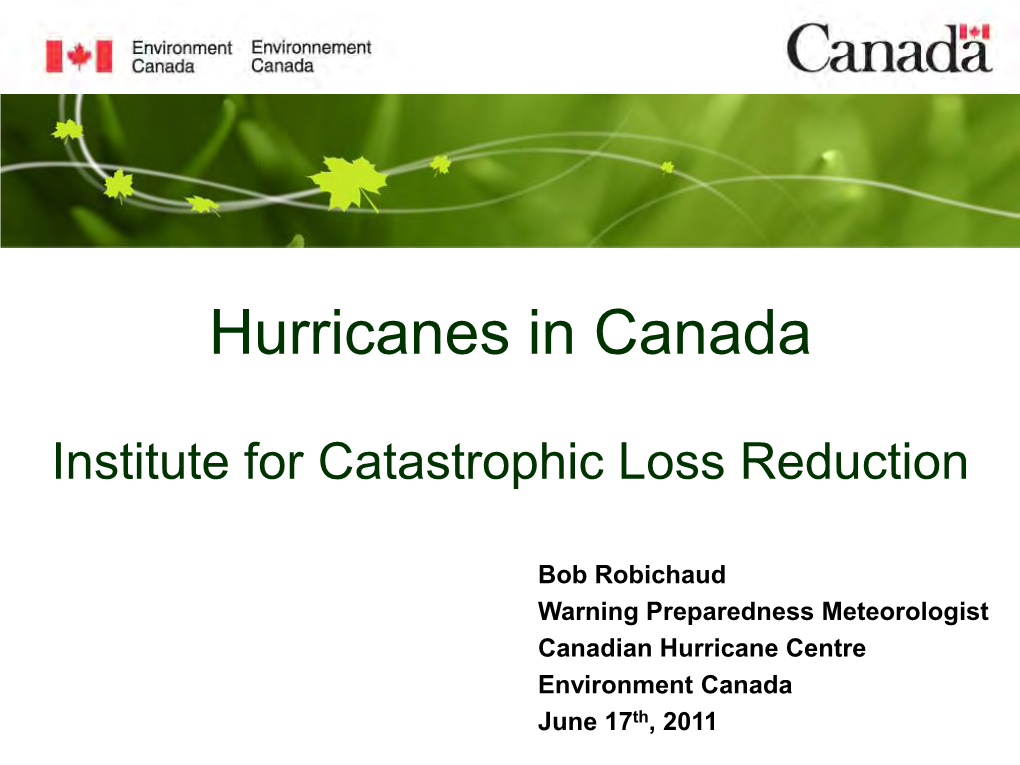 2011 Canadian Hurricane Briefing