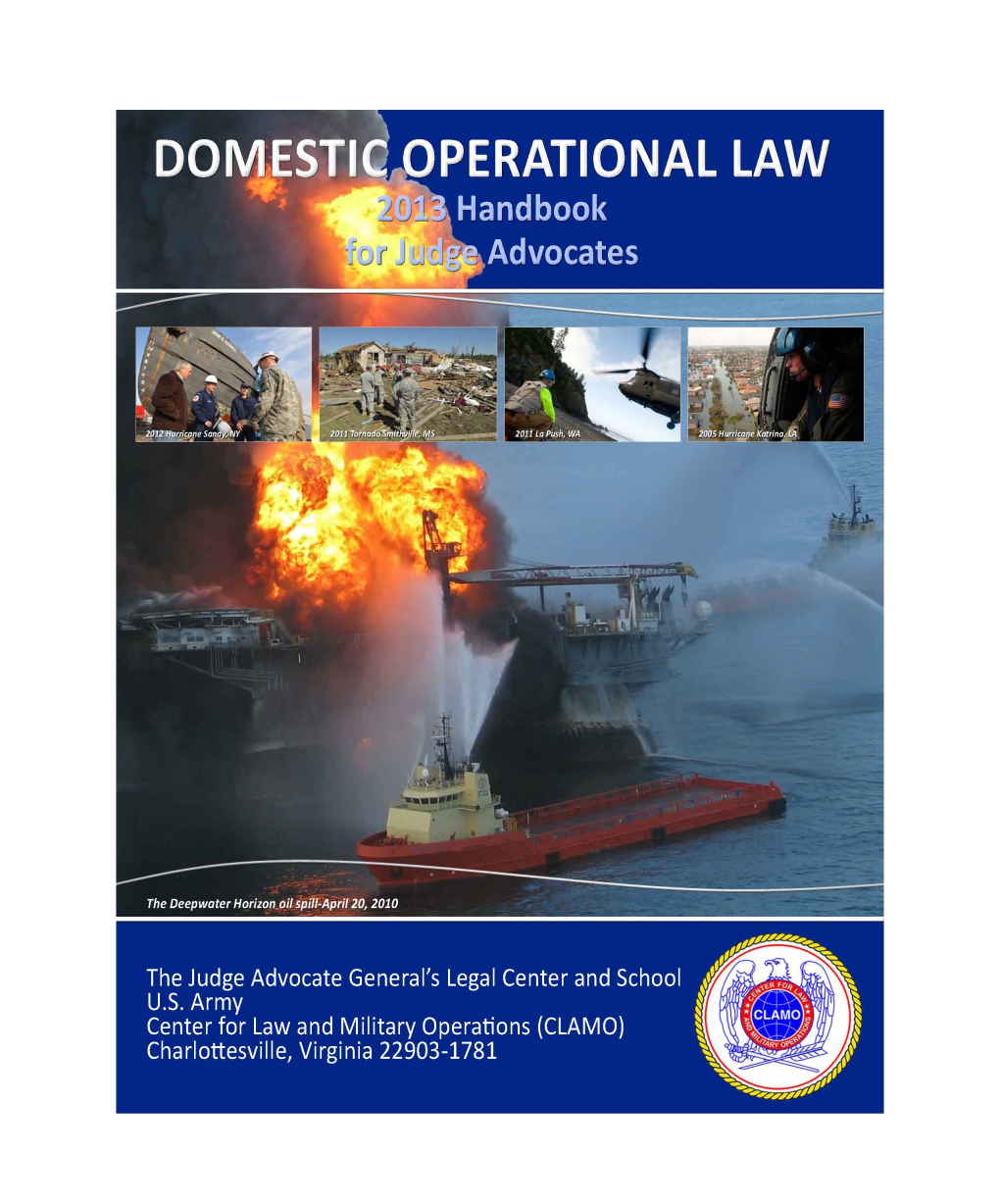 Domestic Operational Law Handbook 2013 TABLE of CONTENTS