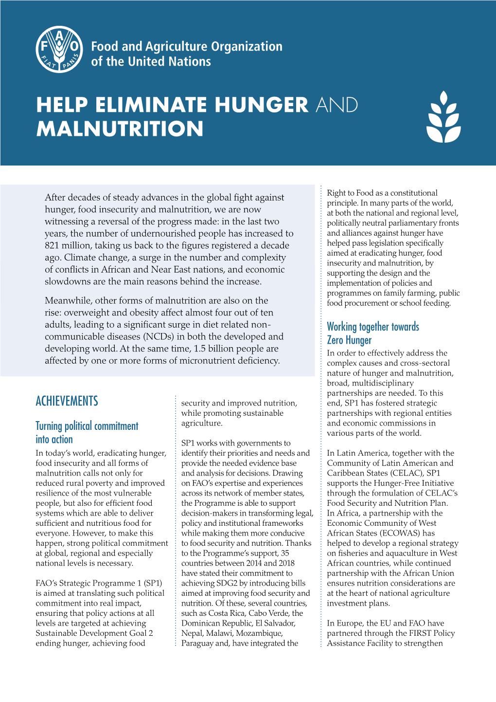 Help Eliminate Hunger and Malnutrition