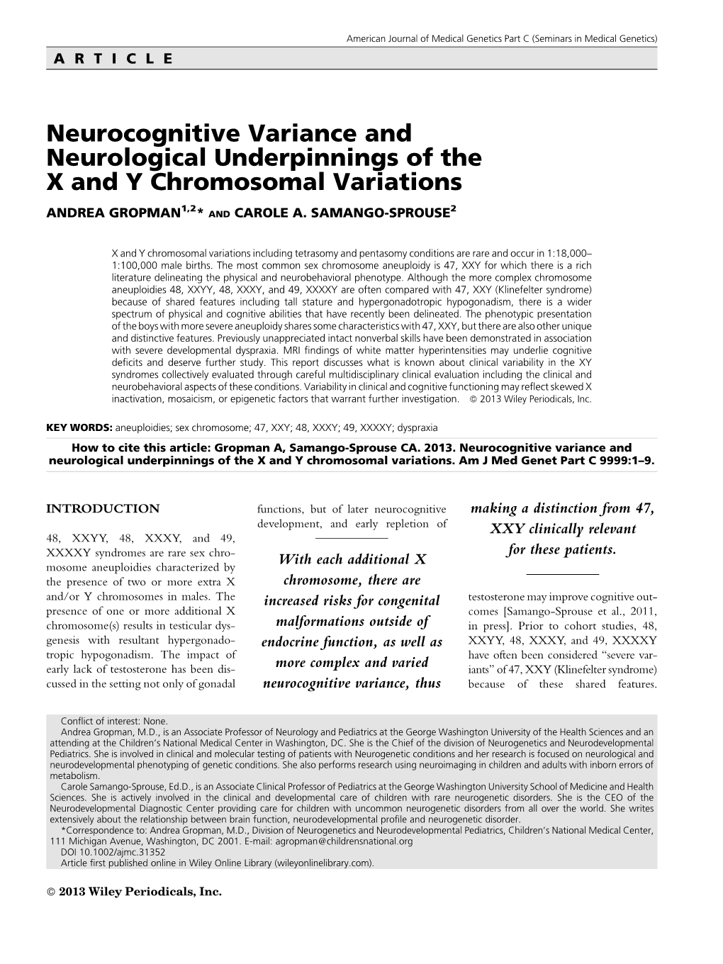 Neurocognitive Variance and Neurological Underpinnings of the X and Y Chromosomal Variations