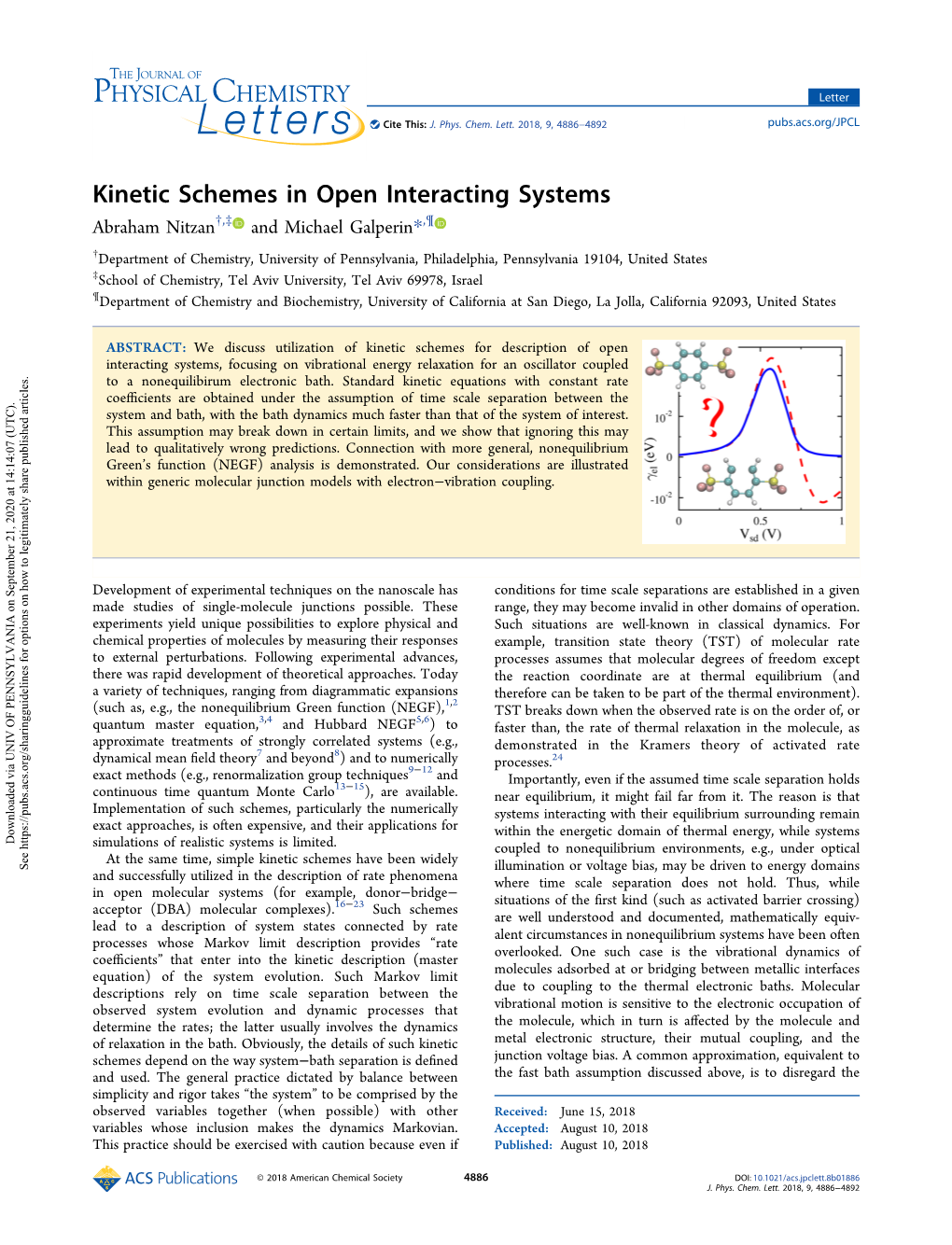 Kinetic Schemes in Open Interacting Systems Abraham Nitzan†,‡ and Michael Galperin*,¶