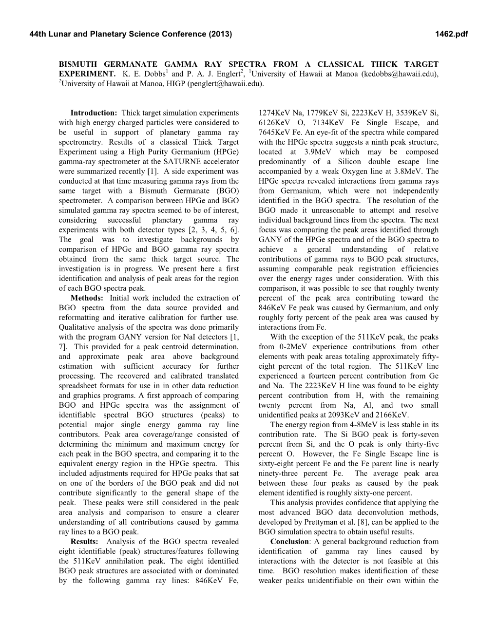 Bismuth Germanate Gamma Ray Spectra from a Classical Thick Target Experiment