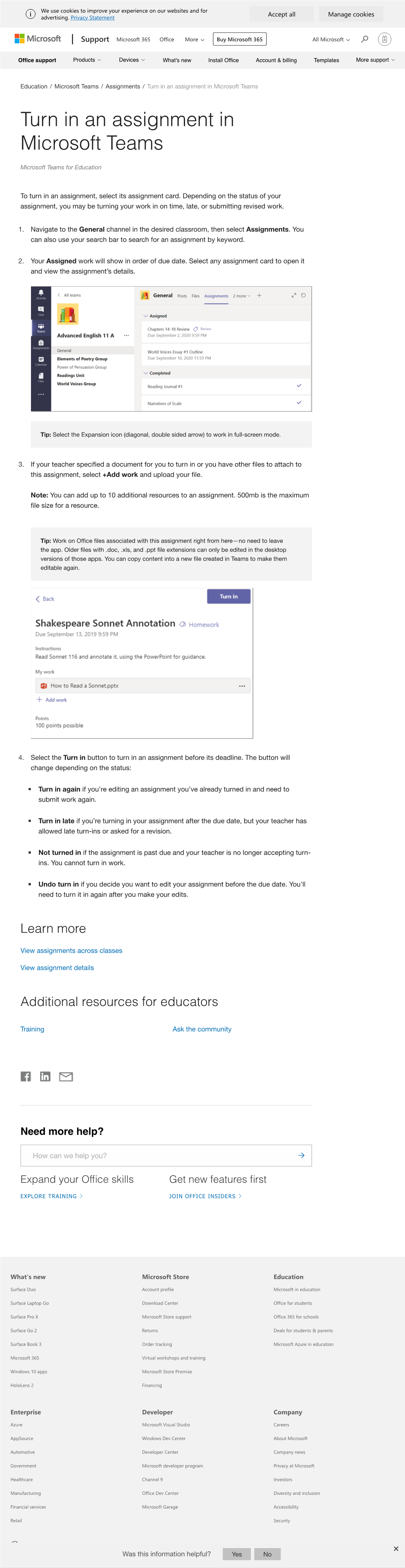 Turn in an Assignment in Microsoft Teams